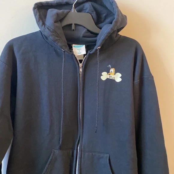 DISNEY | Pluto Black Hooded Zippered Cotton Sweatshirt unisex Small - Picture 3 of 8